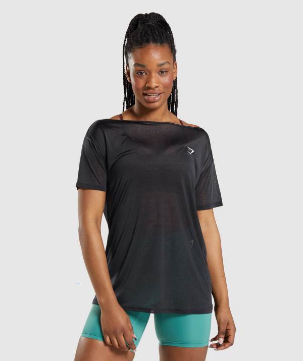 Damske Tricka Gymshark Training Oversized Top Čierne | LM8769213